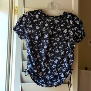 Victoria's Secret PINK size XS t-shirt with tie sides. Black with white floral.